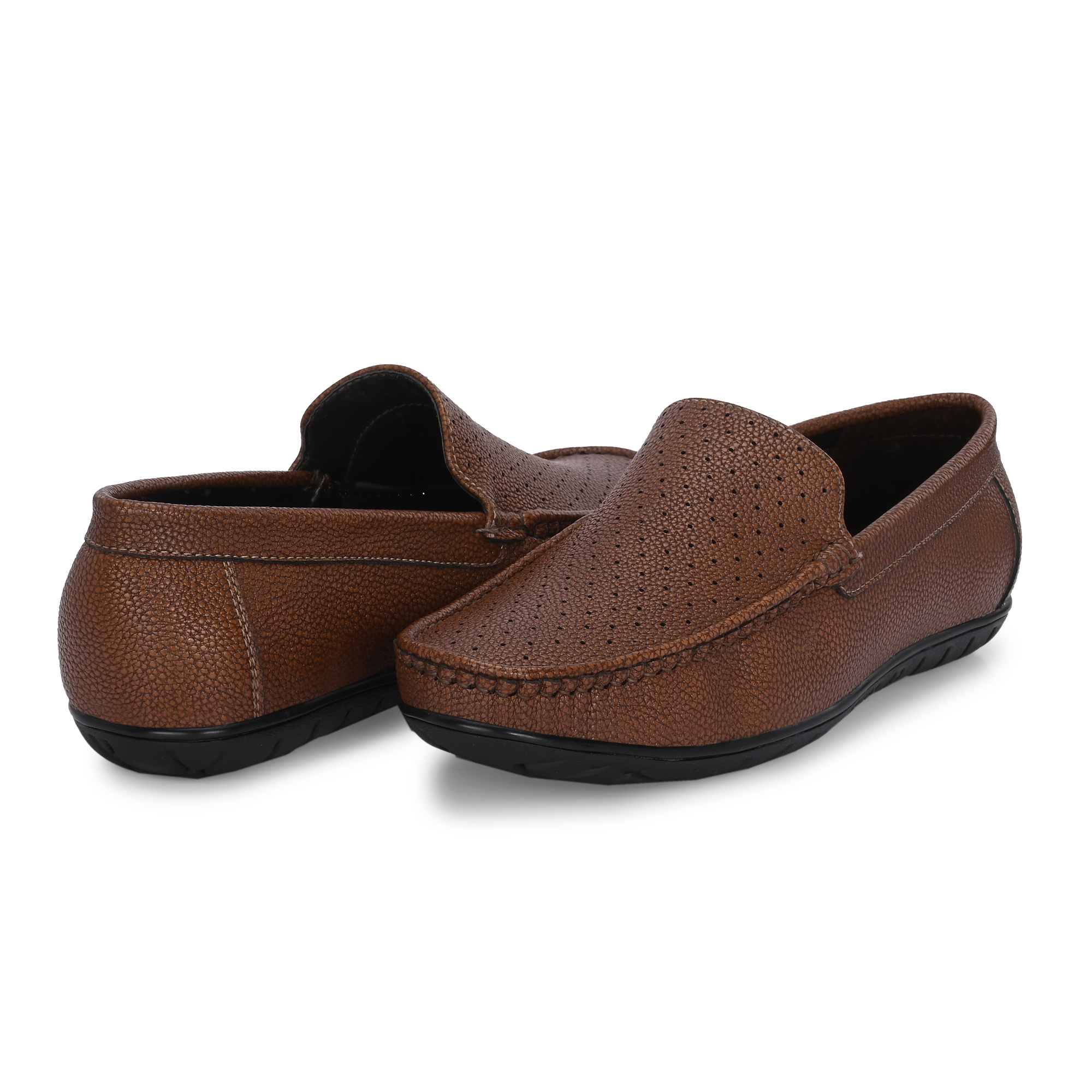 Scover's Perforated Loafers (Light Brown) - SCOVER.IN