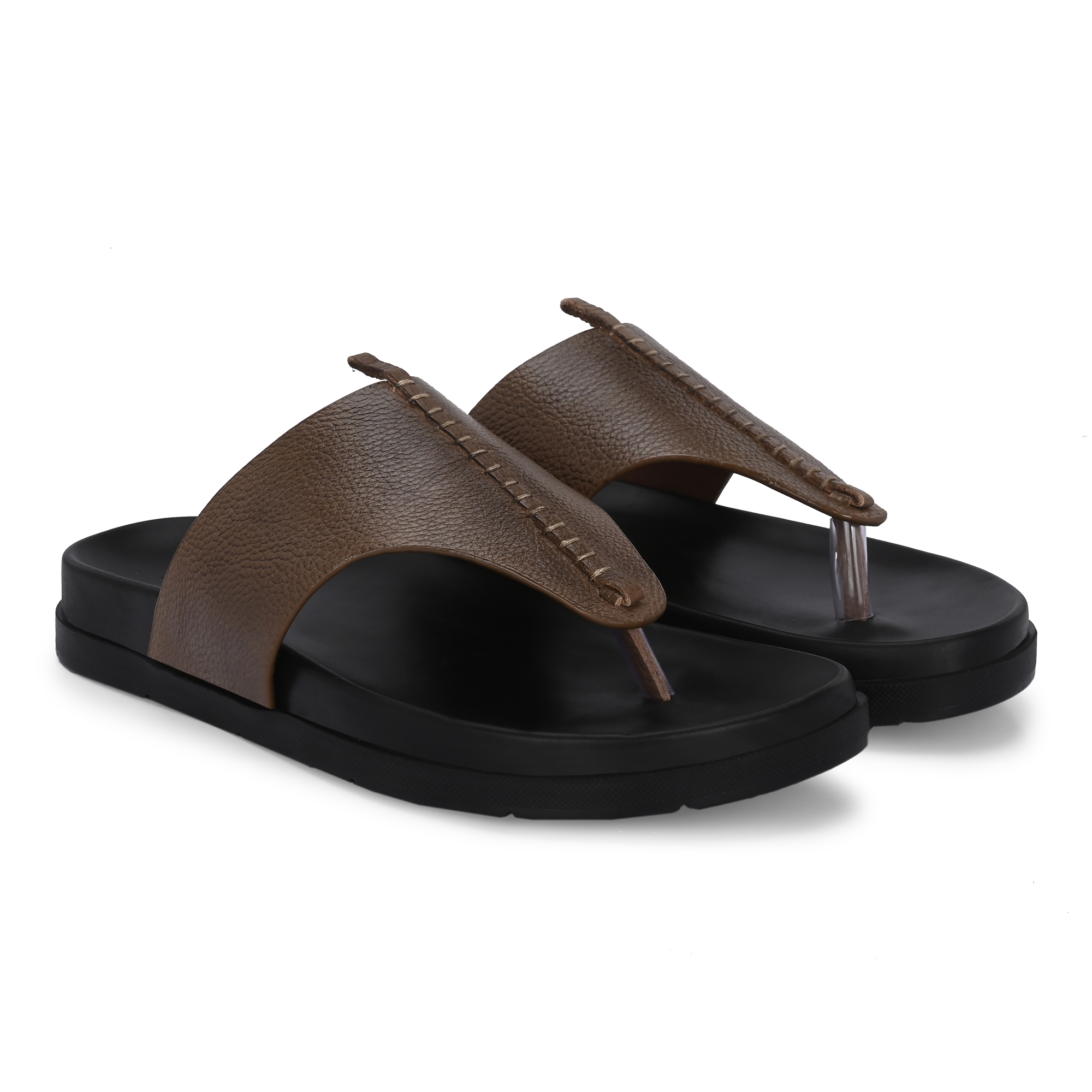 P.U. PAD Extra Comfort Leather Slipper (Light Brown) - Image 3