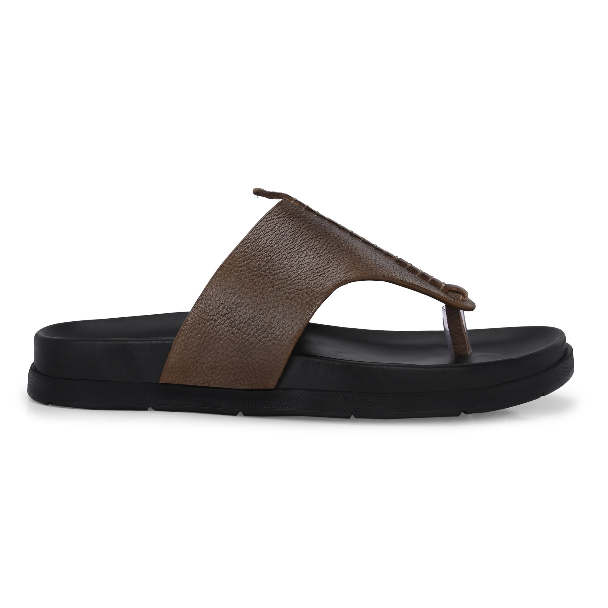 P.U. PAD Extra Comfort Leather Slipper (Light Brown) - Image 6