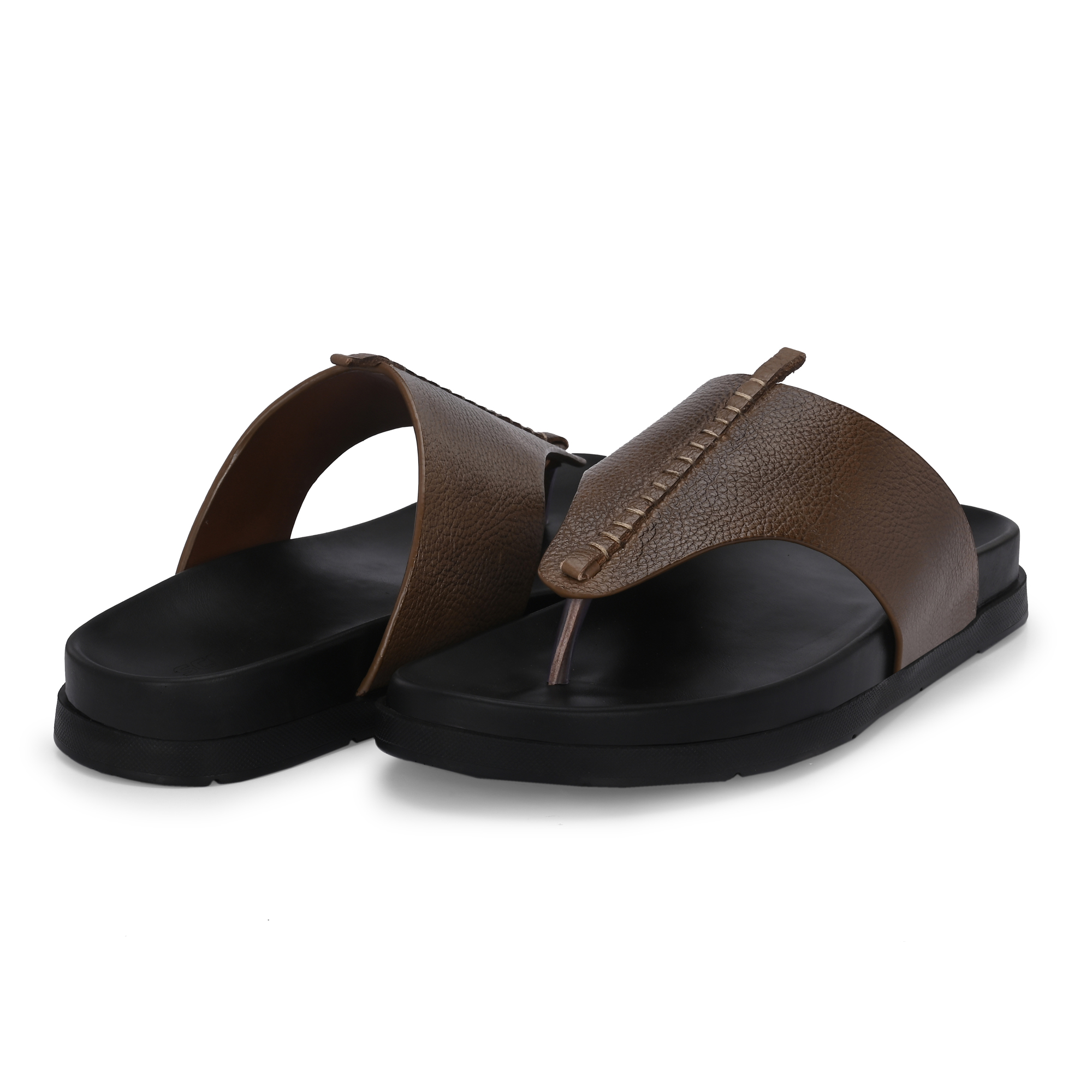 P.U. PAD Extra Comfort Leather Slipper (Light Brown) - Image 5
