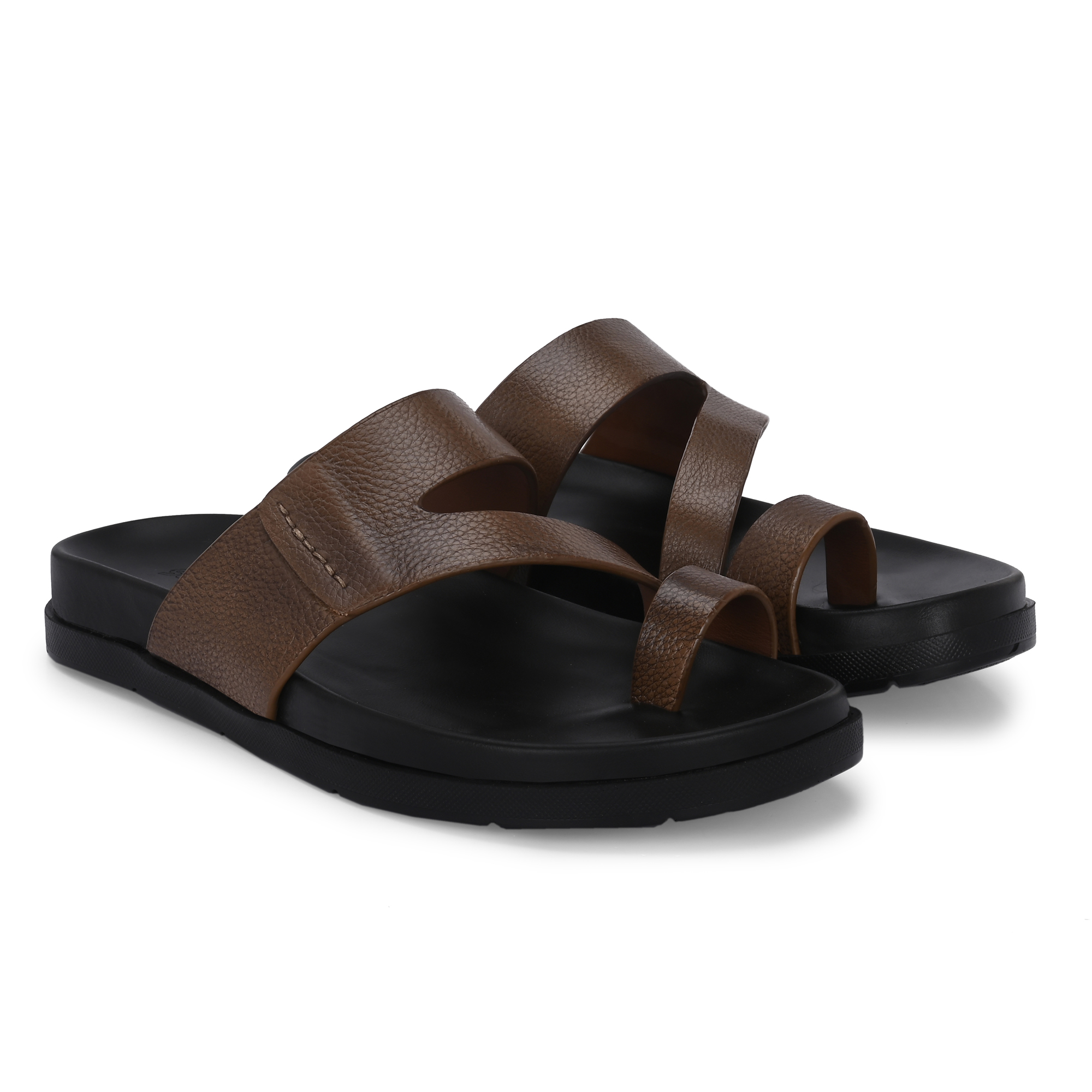 P.U PAD LEATHER SLIPPERS (LIGHT BROWN) - Image 3