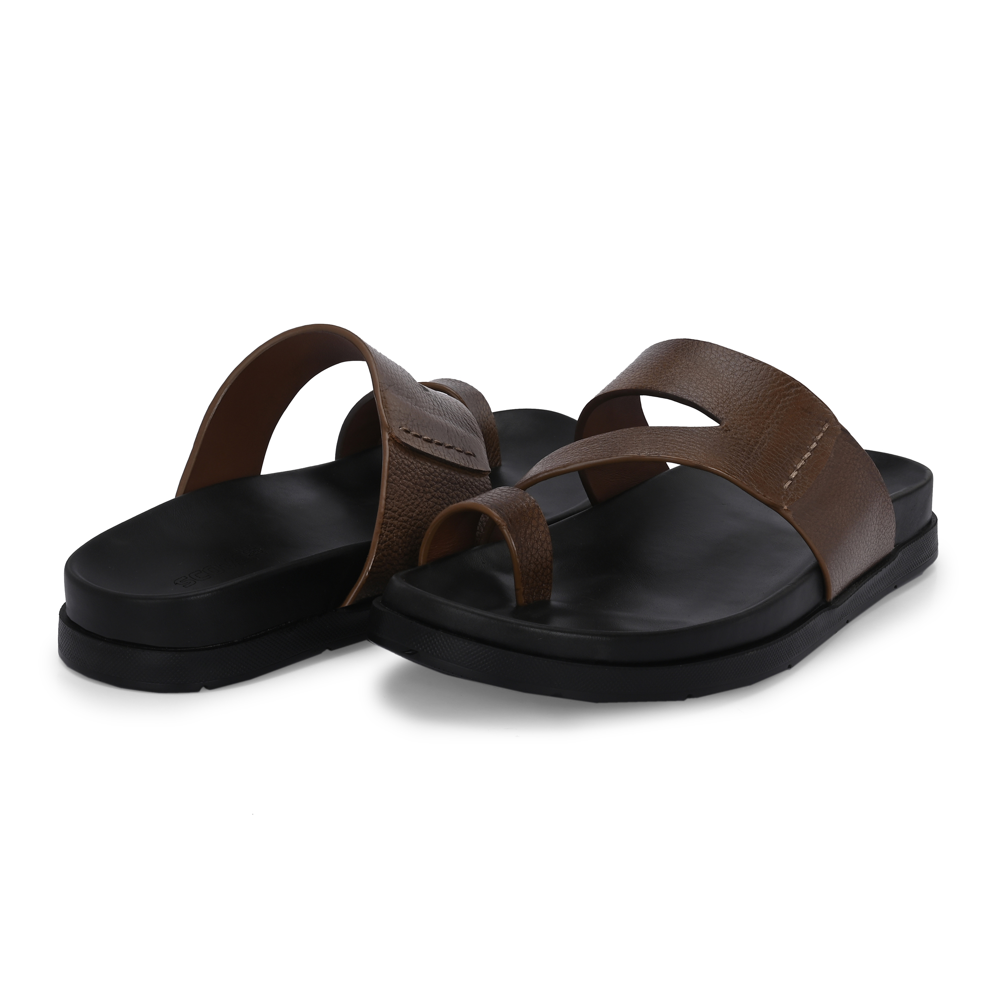 P.U PAD LEATHER SLIPPERS (LIGHT BROWN) - Image 4